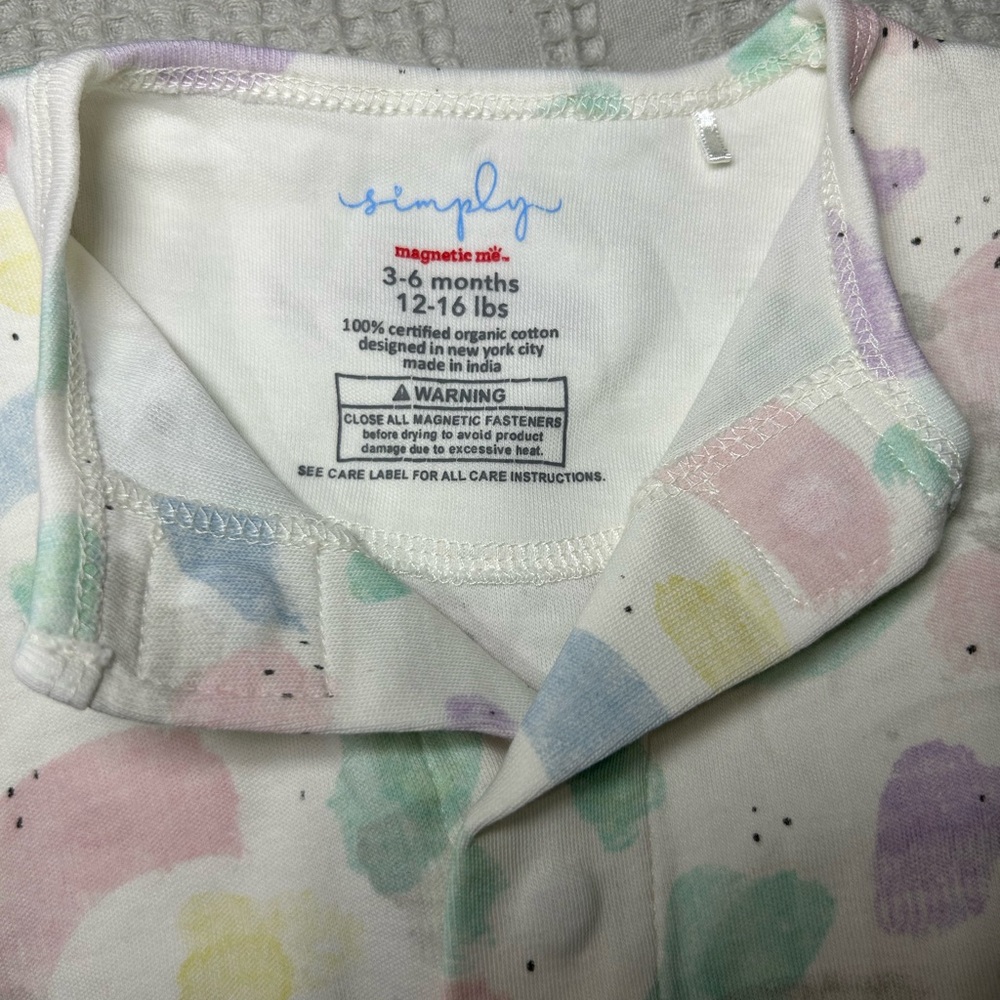 Magnetic Me Watercolor Simply Organic Cotton Footie Sleeper - Picture 3 of 5